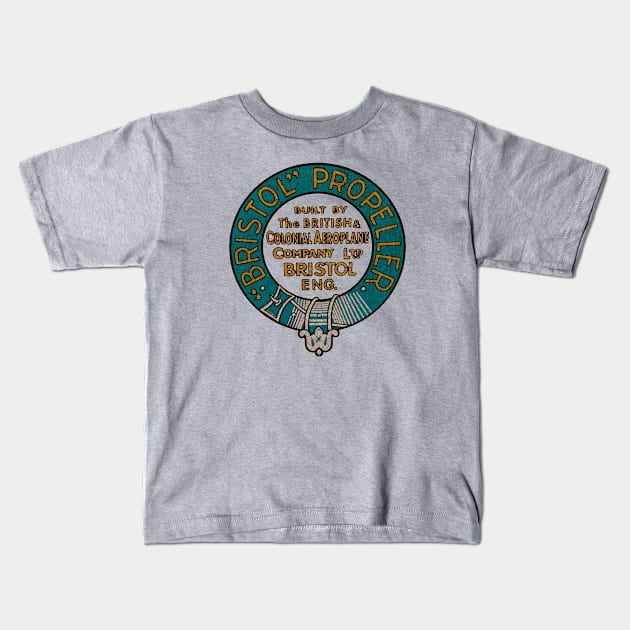 Bristol Propeller Kids T-Shirt by Midcenturydave